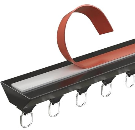 Selbstklebende Vorhangschiene for Decke oder Wand, Gardinenstange aus Aluminium,ohne Bohren Deckenschiene Gardinen Schienensystem for Vorhänge Fenster Balkon Büros(Black,2.4m(7.9ft))