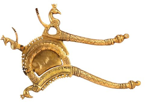 Kartique 20,3 cm Nussknacker aus Messing mit aufwendigem Pfauen-Design, Gold-Finish, traditioneller Betelnussschneider für Küche und Dekoration