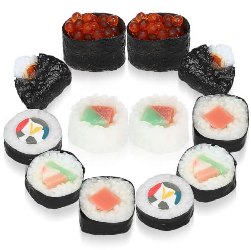 Toyvian Sushi-Spielzeug Set 12 Stück Simuliertes Sushi-Modell Für Kinderküche Gefälschtes Essen -Requisiten Für Rollenspiel Fotografie Dekoration Lernen Und Haus-Simulation