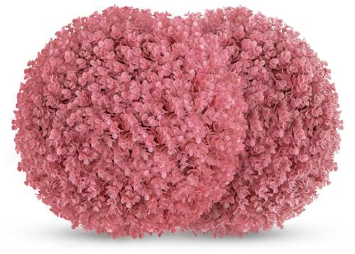 GIANTEX 2 Stück Buchsbaumkugel 44 cm, Künstliche Pflanze Eukalyptus, Formschnitt Buchsbaum Kugel UV-beständig, Kunstbaum Kunstpflanze dekorative Kugeln, Buchskugel Dekopflanze für Hochzeit Garten Haus