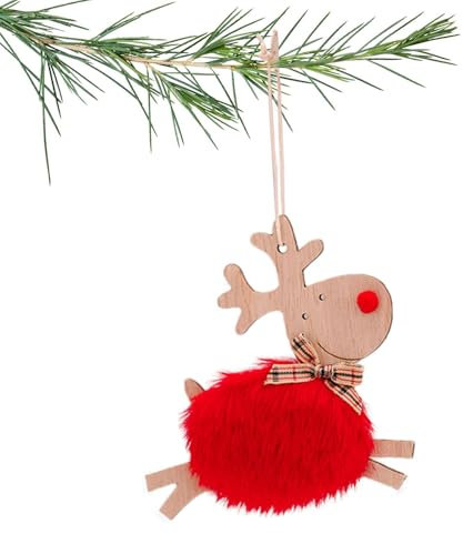 Pruojhw Hirsch Anhänger Weihnachtsbaum Hirsch Hängend Ornament Weihnachten Hirsch | Hirsch Hängende Deko mit Lamm Rot | Weihnachten Deko Hirsch Lamm Rot | Wohndeko für