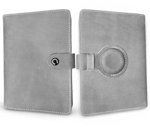 AirTag Reisepasshülle und Geldbörse aus echtem Leder für Damen und Herren, RFID-blockierend für sicheres Reisen und Dokumentations-Organizer (grau)