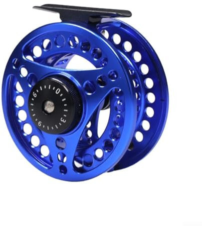 CNC Verstellbare Fliegenrolle mit austauschbarem Handdesign für Salzwasserangeln, 56 mm (blau)
