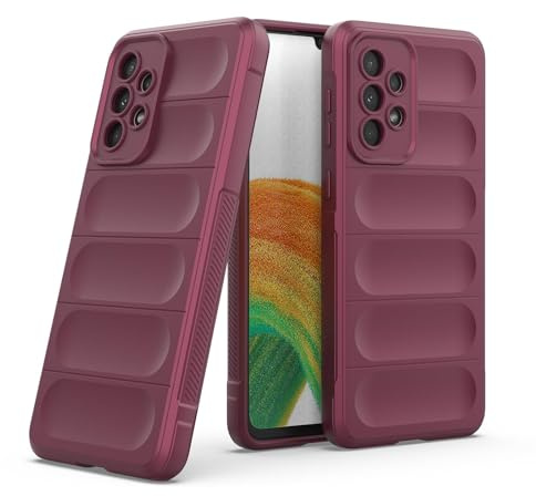 LBH Handyhülle für Samsung Galaxy A33 5G Schutzhülle Case Cover Bumper Anti-Schock Stoßabsorbierende Hülle Robust Stoßfest Kratzfest rutschfest Softgrip Griffzonen GripLine Burgunder Rot