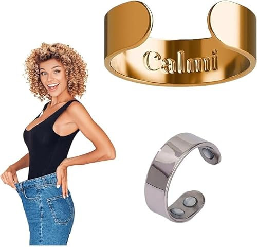 Cal-mi Ring Women Weight Loss, Cal-mi Smart Ring, Calming Ring Magnetic, for Anxiety Reduction, Balance Sleep (Gold)