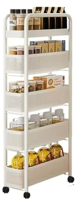 FVCTGHZ Kitchen Multi-Functional Trolley Vegetables Baskets Mobile Cart Snack Rack Living Room Shelves(4L-White)
