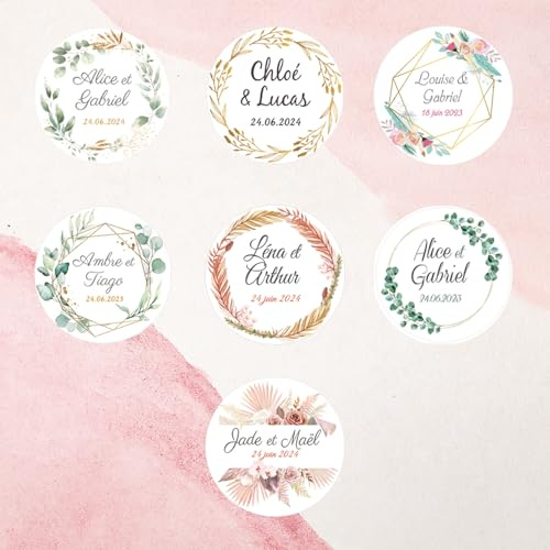 Étiquettes autocollantes personnalisées rondes pour cadeaux de mariage, anniversaire, étiquettes autocollantes personnalisées en vinyle, lot de 12