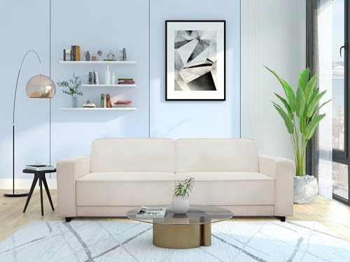 Allie 3S Sofabed Cream Corduroy, 91x225x81cm (DxWxH)