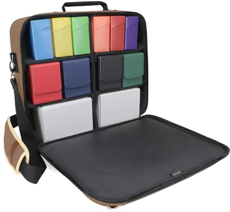 ENHANCE Designer Edition TCG-Tasche - MTG-Umhängetasche mit anpassbaren Trennwänden und Zubehörtasche für Deckboxen - Kartenaufbewahrung kompatibel mit Magic The Gathering, Pokemon, Lorcana (Bräunen)