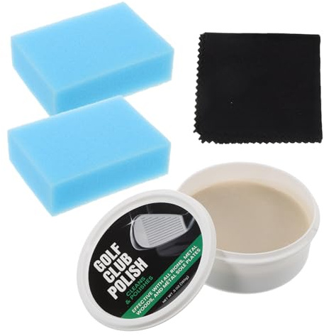 Abaodam Golf Club Cleaning Kit with Polish Scratch Remover for Golf Iron Groove Maintenance Includes Club Washing Cloth and Sponge Stain Removal and Shine Restoration for Performance