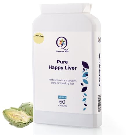 Pure Happy Liver Function Supplement with Choline, Biotin, Aged Black Garlic, Artichoke, Turmeric, N-Acetyl L-Cysteine & More for Digestion | 60 Vegan Friendly Capsules | Made in the UK