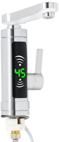 PBTERDTF Elektrische Heizung Wasserhahn 3000W 220V Edelstahl Sofort Warm Wasserhahn 360° Drehbarer Sofort Heißes Küchenarmatur mit LED-Digitalanzeige IPX4 Wasserdicht für Badezimmer Küche