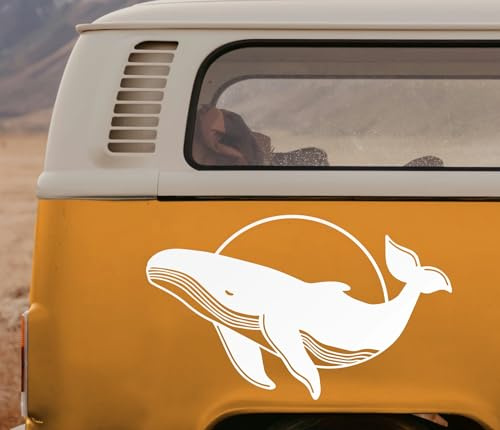 Wohnmobil Aufkleber Campervan Wal im Kreis – Großer Autoaufkleber für Camper Aufkleber & Van – Outdoor Geschenk