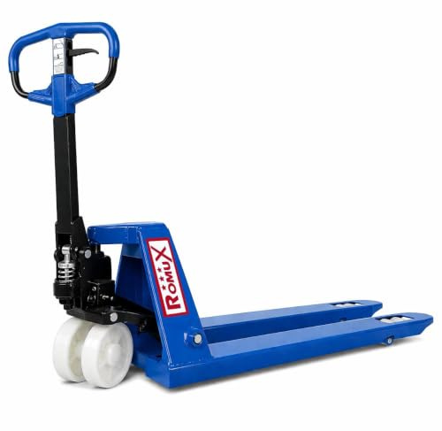 Romux® Transpaleta Manual Industrial Azul 2500 Kg con Ruedas de Nylon