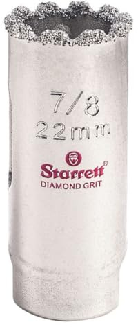 Starrett Diamond Grit Hole Saw - Ideal for Drilling Small Diameter Holes - 7/8 Diameter, 1-5/8 Cutting Depth, 1/2-20 Thread Size, XA1 Arbor, Silver - ?KD0078-N