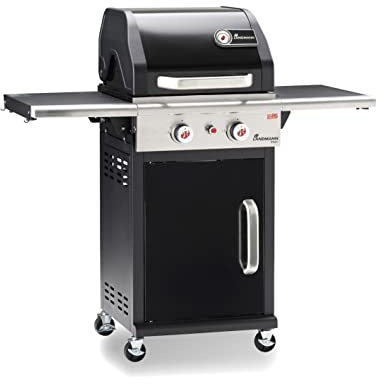 LANDMANN Gasgrill Triton PTS 2.0 | Premium Gasgrill mit doppelwandigem Deckel & Deckelthermometer | Grillrost aus emailliertem Gusseisen für perfektes Grillbranding | LANDMANN PTS-System [Schwarz]
