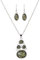 YAZILIND Frauen Grün Faux Bernstein Oval-Kragen-Verpflichtungs-Halsketten-Anhänger Ohrringe Schmuck-Set