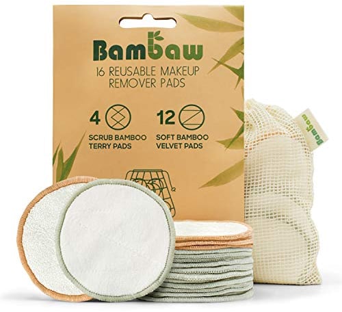 Waschbare Abschminkpads | 16 Wiederverwendbare Wattepads aus Bambus & Baumwolle mit Wäschebeutel | Pads Waschbar | Wattepads wiederverwendbar | Abschminkspads Waschbar | Zero Waste | Bambaw