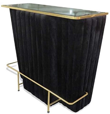 Casa Padrino Luxus Bartresen Schwarz/Gold 120 x 48 x H. 105 cm - Theke mit Glassplatte und Fußablage - Barschrank - Barmöbel - Luxus Qualität