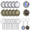 25 MM Anhänger Lünette, Woohome 12 Stück Mond Drehen Anhänger Tabletts Doppelseitig Rund, 24 Stück Glas Cabochon Klar Kuppel und 10 Stück Anhängerschnalle für Schmuckherstellung