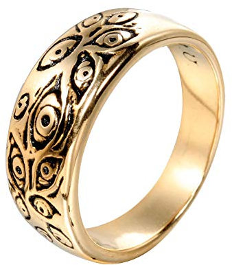 PAURO Herren Jahrgang Auge von Gott Ring Edelstahl Gold Größe 57 (18.1)