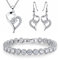 Kim Johanson Damen Schmuckset *Chloé* in Silber I Halskette mit Anhänger & Ohrringen aus Edelstahl I Armband rhodiniert I Mit weißen Kristallen besetzt inkl. Schmuckbeutel