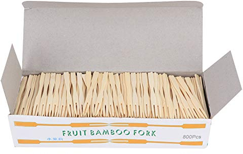 Raguso 800 pièces en boîte brochettes de Fruits en Bambou Fourchette à gâteau Fourchette à Dessert Fourchette à Fruits jetable Fourchette en Bambou pour Le ménage