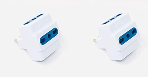 TEMPO DI SALDI Coppia di Adattatori Tripla Spina Con Presa Bipasso 16A/10A Universale