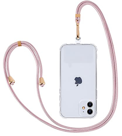 Ownest Compatibile con Cordino per Cellulare Universale Tracolla Catenella Rimovibile e Regolabile in Nylon Laccio con Tutti Gli Smartphone, Colore: Rosa