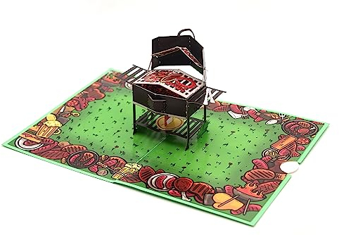 3D-Grill-Pop-Up-Karte für Vater, Bruder, Sohn, Feinschmecker, Koch, Urlaub, Grußkarte, Geburtstagsparty-Gutschein