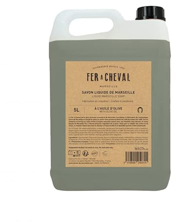 Fer à Cheval - Véritable Savon de Marseille Liquide - Sans Conservateur, et Hypoallergénique, il est Doux pour la Peau des plus Sensibles (OLIVE, 5L)
