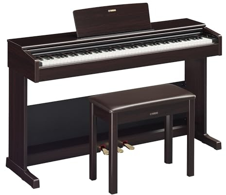 Yamaha Arius Series 88-Key Weighted Action Upright Digital Piano for Beginner and Intermediate Players, Dynamic Response, Grand Piano Sound, 3-pedal Unit, Bench Included, Rosewood YDP105R