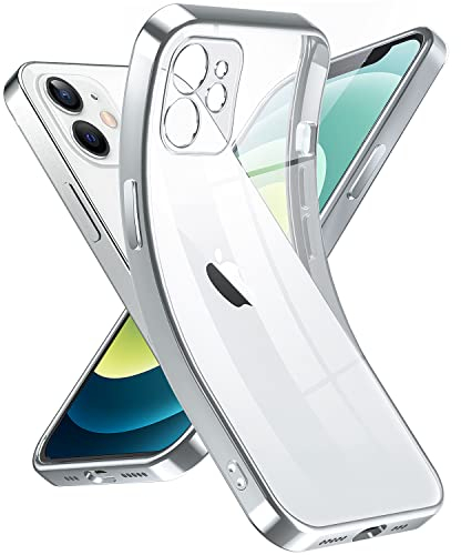 Supdeal Crystal Clear Hülle für iPhone 12, Niemals gelb mit Kameraschutz, Silikon Durchsichtig Handyhülle Weicher Passform, Ultra Dünn und Leicht Case Cover, 6,1, Silber