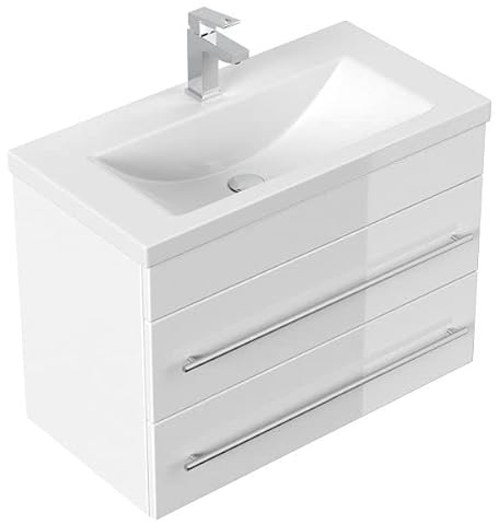 Posseik PORTUS700000101DE Badmöbel, Portus 700, Slimline, Weiß glänzend, 70 x 52 x 36 cm