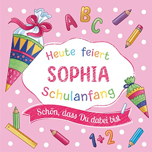 80 Servietten Schulanfang mit Name personalisierbar als Tischdeko zur Einschulung | individuell für Jungen und Mädchen | Auswahl m?glich | deutsche Produktion 33x33cm (80, Rosa)