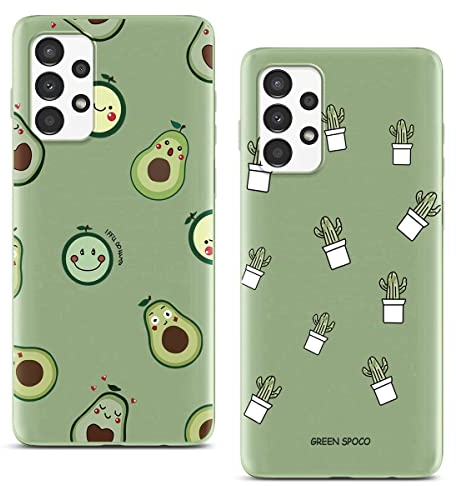[2 Stück] Phoona Hülle für Samsung Galaxy A13 4G 6,6, TPU Weiche Grün Matt Silicone Schutzhülle, Ultra Dünn Stoßfest Kratzfest Schutz Handyhülle mit Motiv Designs Case Cover für Samsung A13 4G Kaktus