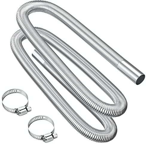 URAQT Tubo del Riscaldatore Dell'aria, 200cm Ø 2.5cm Tubo di Scarico in Acciaio Inossidabile, Tubo del Riscaldatore Parcheggio con 2 fascette stringitubo, per riscaldatore di parcheggio