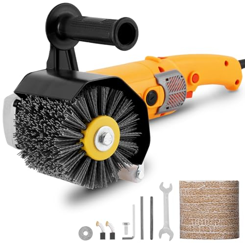 3200W elettrico brunitura lucidatrice 8 velocità regolabile macchina levigatrice a tamburo con 1 * ruota filo abrasivo e 1 * ruota di lino(rosso UE)