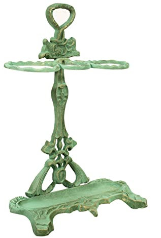 BISCOTTINI INTERNATIONAL ART TRADING Biscottini 78 x 23 x 55 cm Vintage | Porte-parapluies Pratique pour extérieur en Fonte, Vert, 78x55 cm