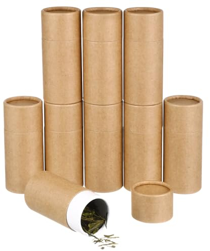 Beavorty Kraft Paperboard Tubes, 10 Pcs 100ml Round Kraft Paper Containers for Essential Oil Bottle, Tea, Coffee, Crafts Gift Packaging