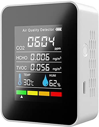 Orton Misuratore di CO2 5 in 1 Tester digitale di umidità della temperatura Rilevatore di anidride carbonica Monitor della qualità dell'aria TVOC HCHO Analyzer-B