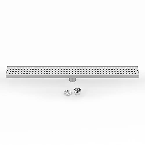 WOLFBIRD 70CM Caniveau pour Douche,Caniveau de Douche en Acier INOX Siphon Sol d'évacuation à Carreler pour Salle de Bain,avec Appareil désodorisant et Filtre à Cheveux