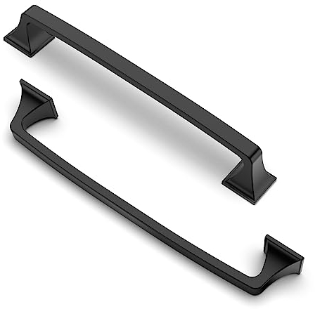 FURNIWARE 10 piezas Tiradores Armario Tiradores Para Cocina, Distancia de Orificio de 160 mm Negro Mate, Manija de Gabinete Manijas de Morden de Muebles, para Cocinas, Oficina
