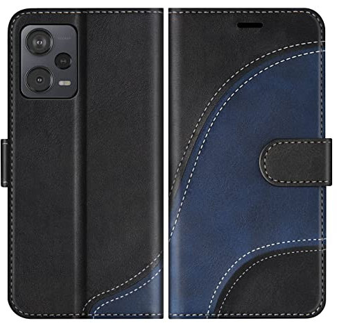 BoxTii Hülle für Xiaomi Redmi Note 12 Pro Plus 5G, PU Leder Handyhülle für Xiaomi Redmi Note 12 Pro Plus 5G, Ledertasche Klapphülle Schutzhülle mit Kartenfächer und Magnetverschluss, Schwarz