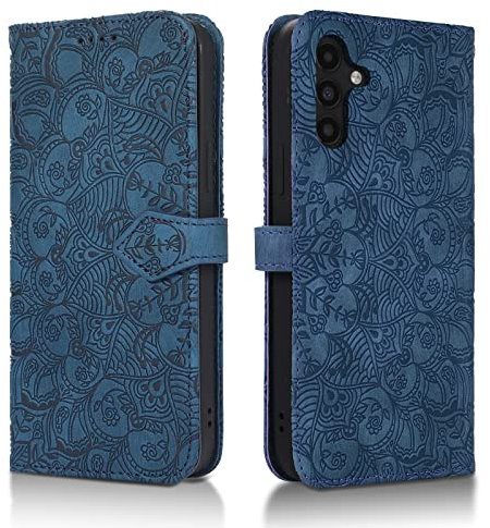 Succtopy Coque pour Samsung Galaxy A24 4G Etui Protection Housse Premium en Cuir PU [Emplacements Cartes] [Fermeture Magnétique] Pochette Flip Portefeuille Case pour Samsung Galaxy A24 4G-Bleu