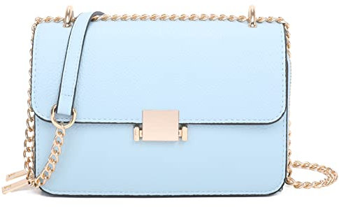 BBTT.ful Quadratische Schultertaschen für Damen, mit Kettenriemen, Umhängetasche, mittelgroß, Leder, Abendtasche für Damen, Handtasche, Blau
