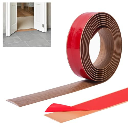 Lifuncren 2m PVC Floor Transition Strip, Self Adhesive Door Threshold Strip, Laminate Floor Cover Strips, Carpet Door Divider Strip, Flat Laminate Flooring Edge Trim Strip (4cm,Yellow Oak)