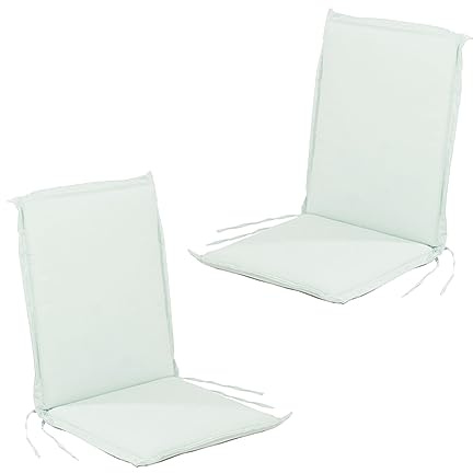 Pack 2 Cojines para Silla jardín, Repelente al Agua, Poliéster 180 gr, Color Verde Claro, 52+40cmx42cmx4cm,Desenfundable, Funda de cojín con Relleno para sillas de terraza, Cojines Silla de Comedor