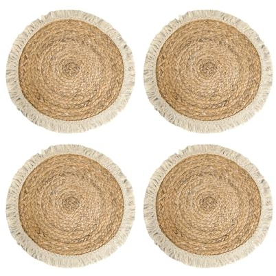 Tovagliette Rotonde,4 Pezzi Tovaglietta in Paglia Resistenti al Calore per Feste Cucina Occasioni Speciali del Ringraziamento