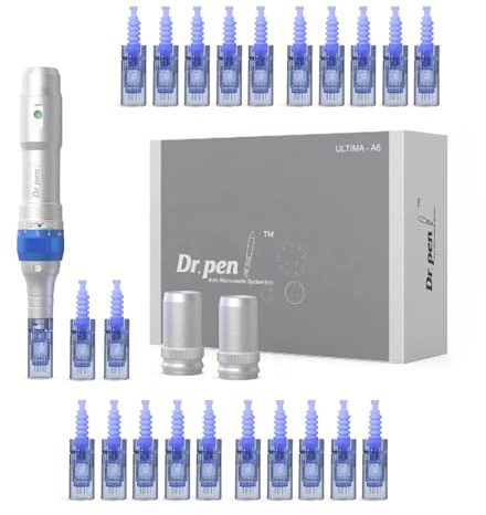 Dr.pen Microneedling, Professioneller Dermapen A6 Elektrischer Mikro-Dermaroller mit 12 x 12 Pins und 10 x 36-poligen Ersatznadeln, Hautpflege-Werkzeug für Falten, Dehnungsstreifen, Narben und